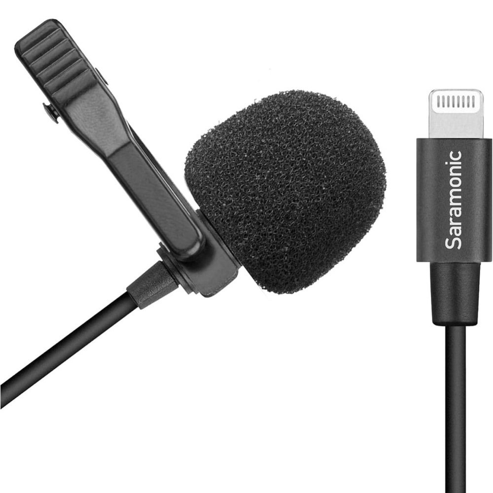 Saramonic Black Lavalier clip-on Microphone with detachable connector for iPhone